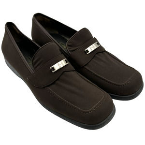 Salvatore Ferragamo Brown Leather Trim Loafers Women's Size 10B EUC